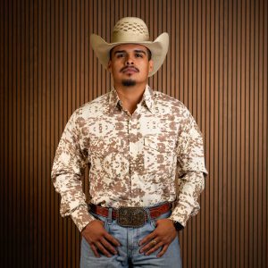 Cow Print Long Sleeve Pearl Snap Button Up Shirt
