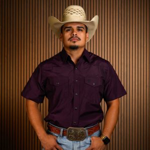 The Stockman Deep Wine Short Sleeve Pearl Snap Button Up Shirt