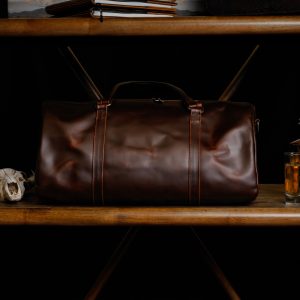 Walnut  Brown Leather Duffel Bag