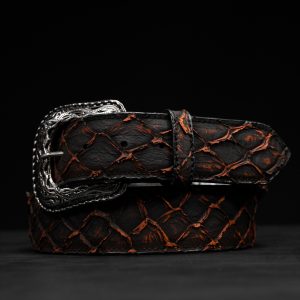 Matte Cognac Washed Pirarucu Belt