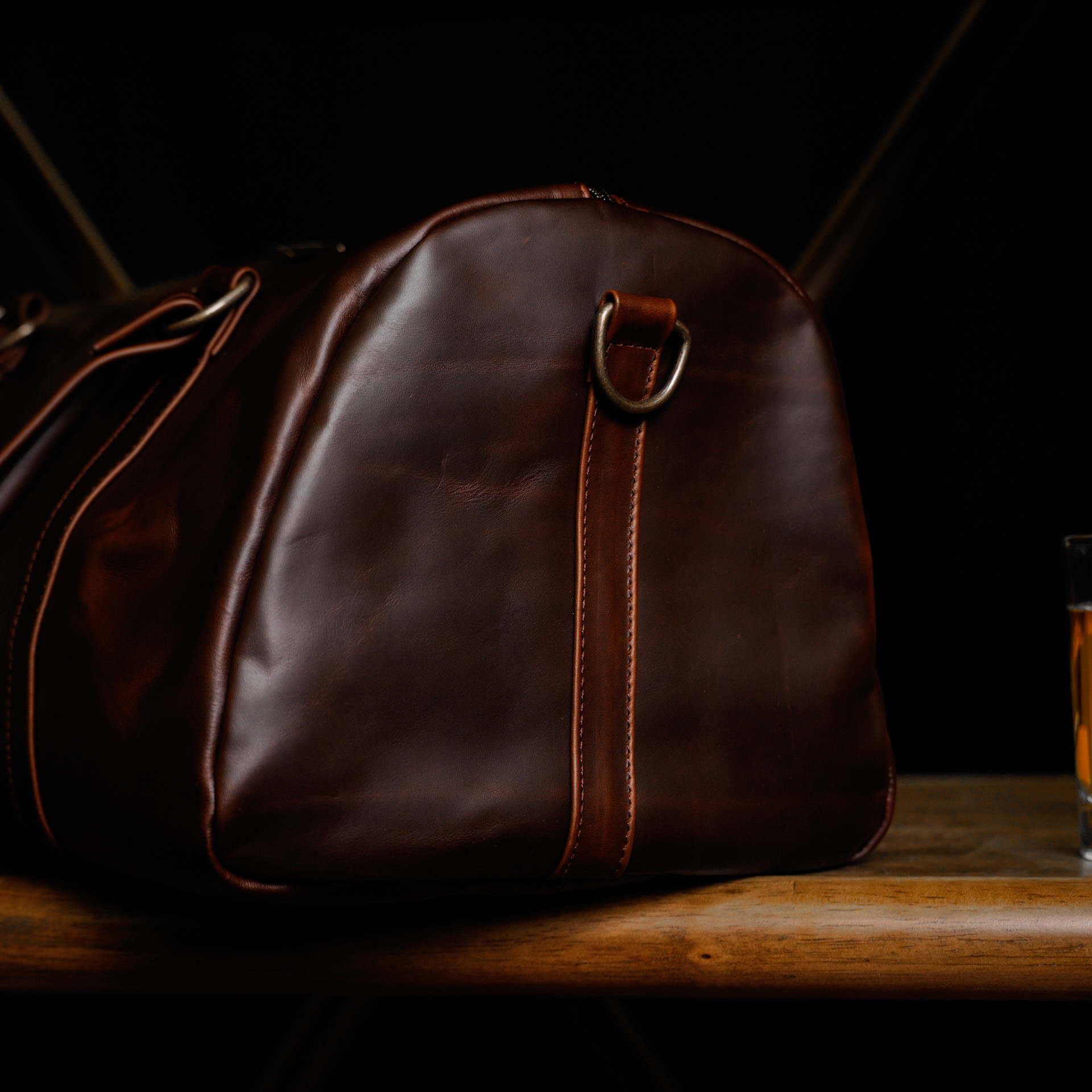 Walnut Brown Leather Duffel Bag - Image 3