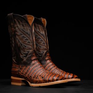 Cognac Caiman Belly - Square Toe