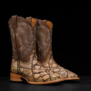 AUTHENTIC Bone Patch Work Pirarucu – Square Toe