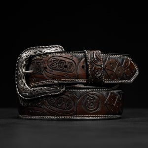 “The Gambler 2.0” Brown Hand Tooled Belt