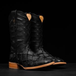 AUTHENTIC Matte Black Pirarucu – Square Toe