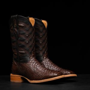 AUTHENTIC Brown Python – Arena Square Toe