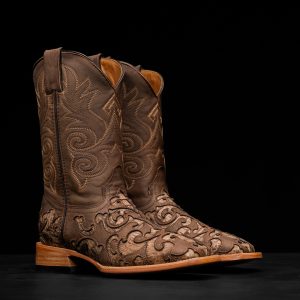 AUTHENTIC Mink Caiman -Brown Laser – Square Toe