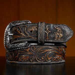 Brown Tan Safari Hand Tooled Belt