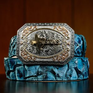 Genuine Blue Washed Pirarucu Belt