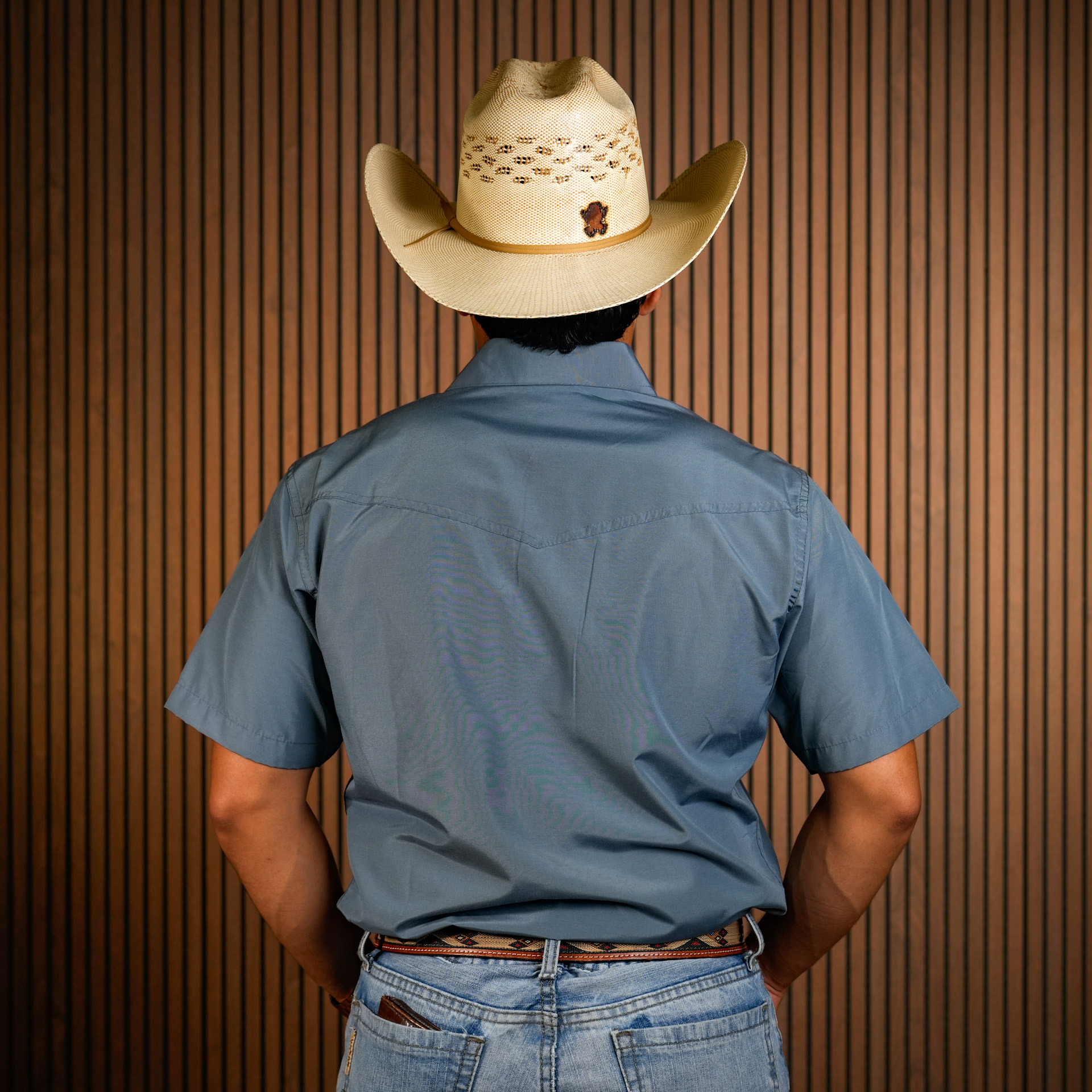 The Stockman Western Slate Short Sleeve Pearl Snap Button Up Shirt - Image 3
