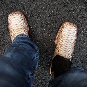 AUTHENTIC Natural Python – Arena Square Toe
