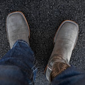 Matte Gray Alligator - Arena Square Toe
