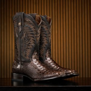 Brown Caiman Horn Back - Square Toe