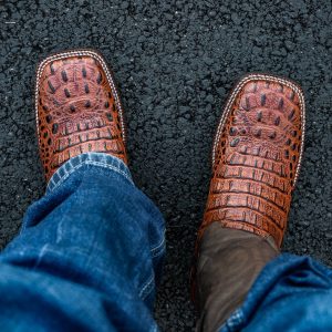 Cognac Caiman Neck - Square Toe