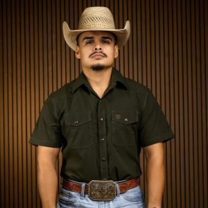 The Stockman Olive Green Short Sleeve Pearl Snap Button Up Shirt
