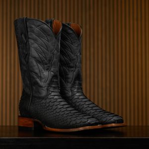 Matte Black Python – Square Toe