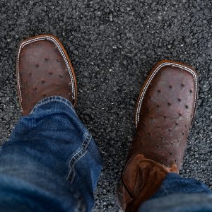 Brown Ostrich – Square Toe