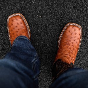 AUTHENTIC Cognac Ostrich – Arena Square Toe