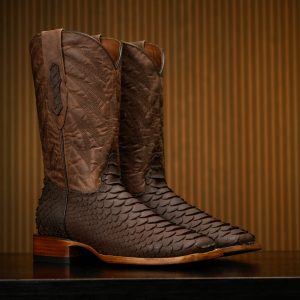 Matte Chocolate Brown Python – Square Toe