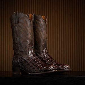 Chocolate Brown American Alligator Hornback - Round Toe