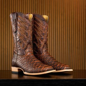Matte Cognac Giant Python – Square Toe
