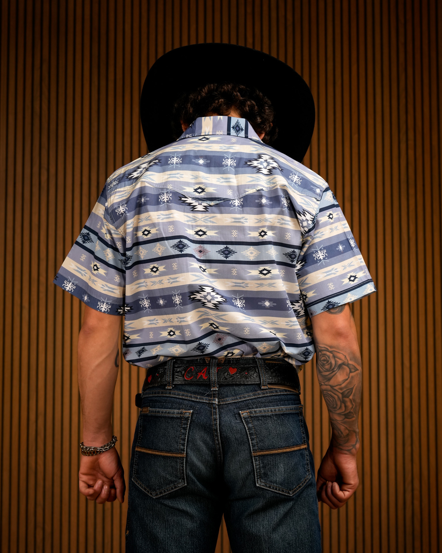 Short Lighter Light Blue Printed Short Sleeve Pearl Snap Button Up Shirt - Alfa ...