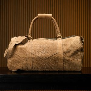 Matte Tan Nubuck Alligator Duffel Bag