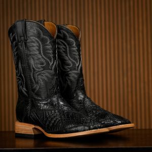 AUTHENTIC Black Patch Work Caiman – Square Toe