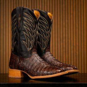 AUTHENTIC Brown Caiman Tail – Arena Square Toe