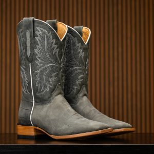Matte Gray Alligator - Arena Square Toe