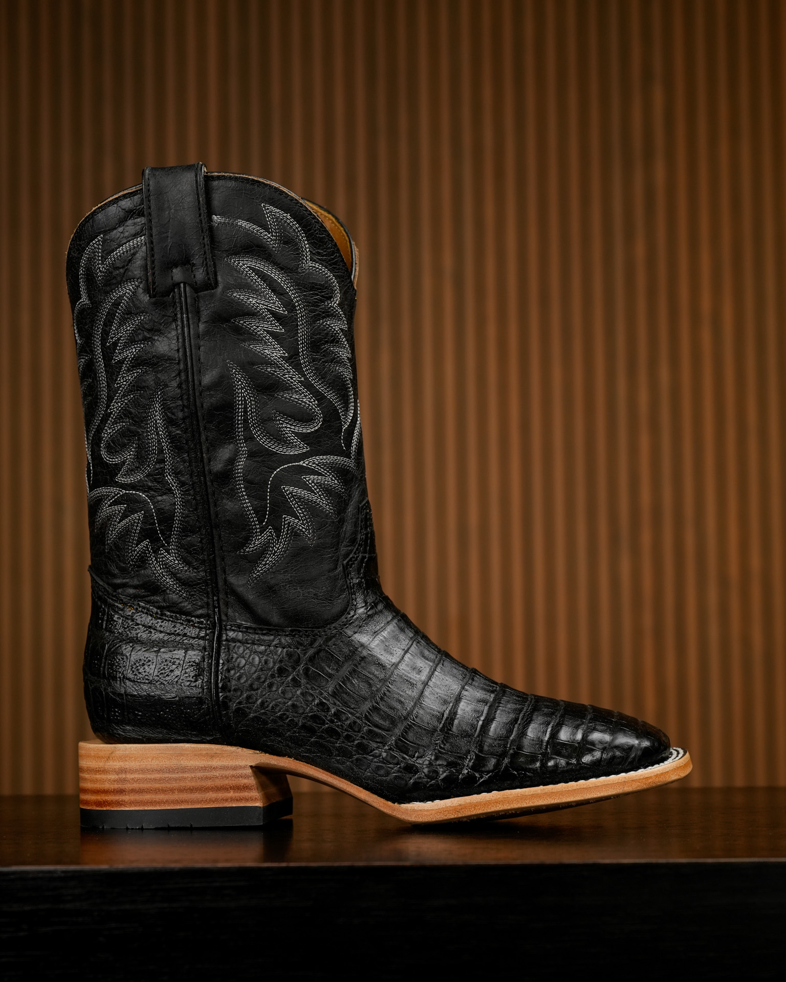 AUTHENTIC Black Caiman Belly – Square Toe - Image 2