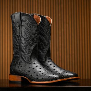 Black Ostrich – Square Toe