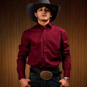 Burgundy Solid Long Sleeve  Button Up Shirt