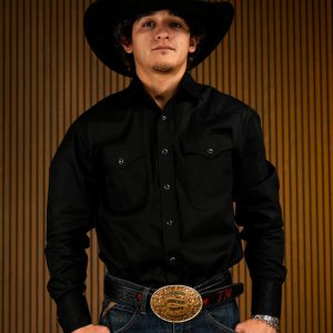 Black Solid Long Sleeve Pearl Snap Button Up Shirt