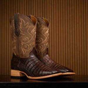 AUTHENTIC Brown Caiman Belly – Square Toe
