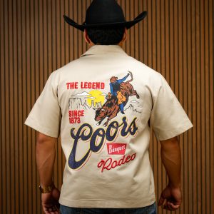 Cream Coors Banquet Rodeo Short Sleeve Button Down Shirt