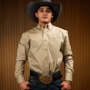 Khaki Solid Long Sleeve  Button Up Shirt