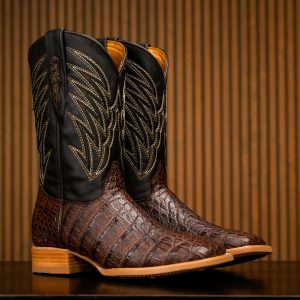 AUTHENTIC Brown Caiman Flank – Arena Square Toe