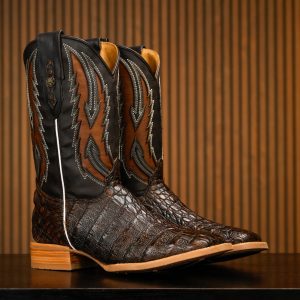 AUTHENTIC Brown Caiman Flank – Arena Square Toe