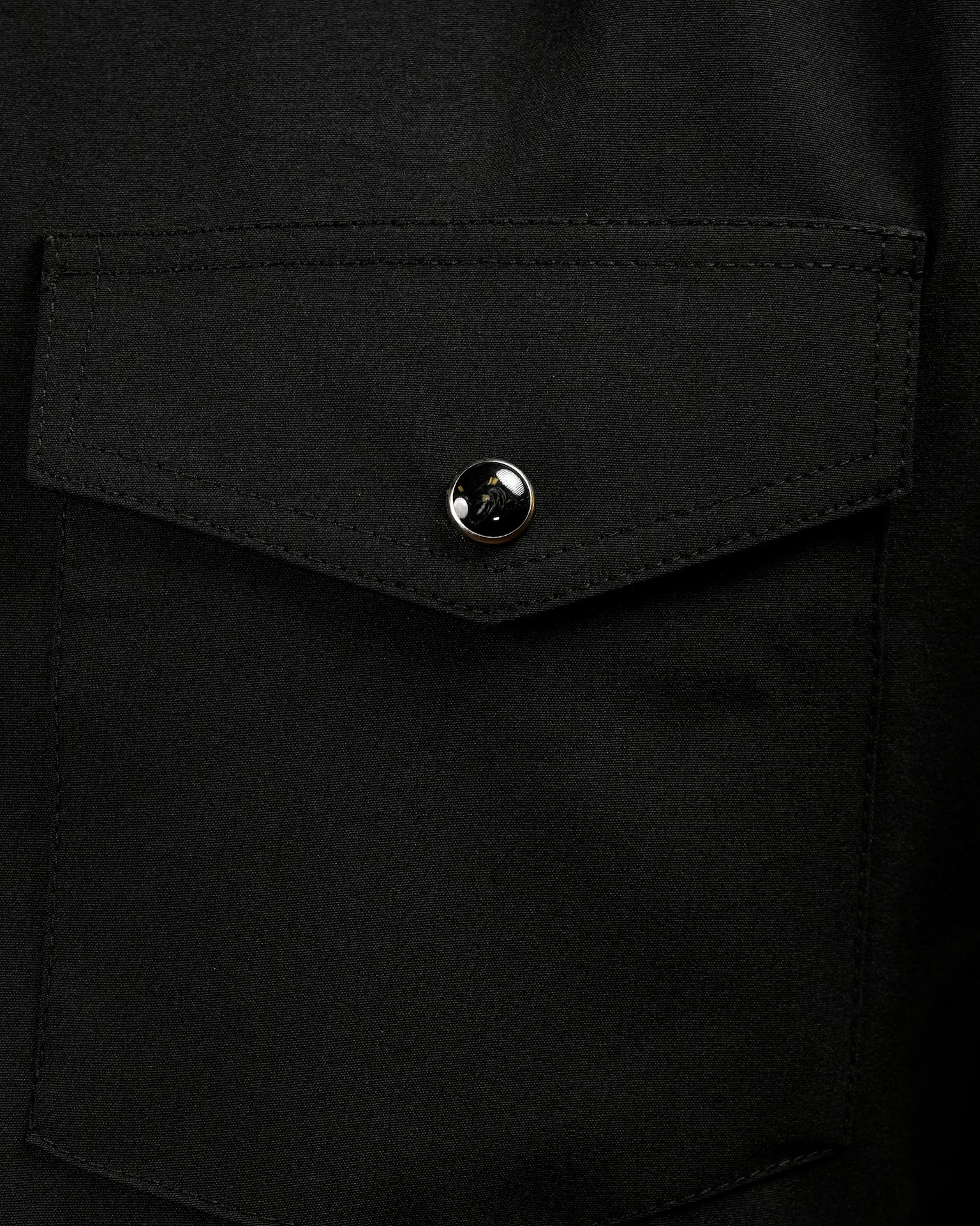 Black Solid Short Sleeve Pearl Snap Button Up Shirt - Image 4